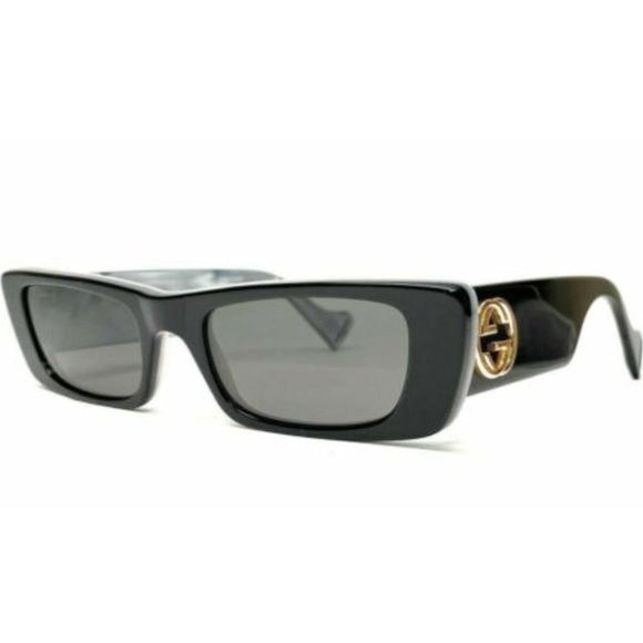🔥 NEW GUCCI WOMENS BLACK RECTANGLE SUNGLASSES W/ CASE - Picture 1 of 5
